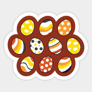 Egg Pattern | Yellow Orange Gray | Stripes Clouds Flowers Dots | Maroon Sticker